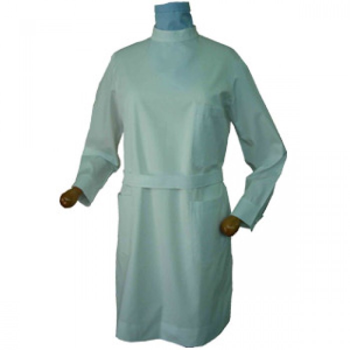 WOMAN'S BACK BUTTONS FASTENING LAB COAT LONG-SLEEVE SHORT-SLEEVE